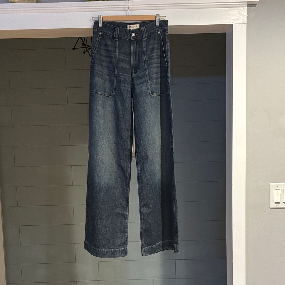 Madewell Lindewood Wash Super Wide Leg Jeans